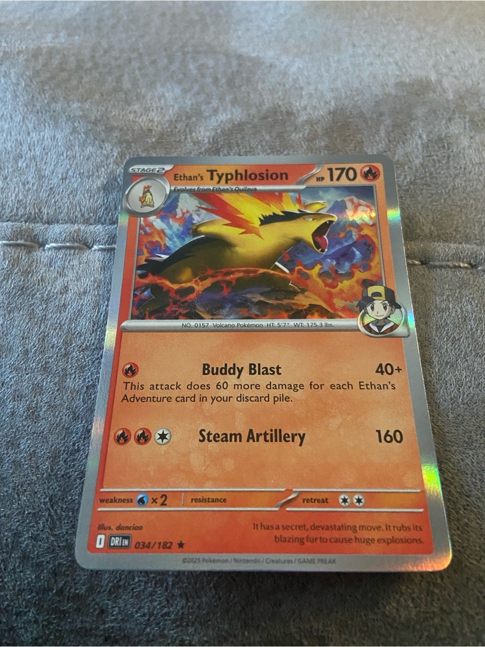 Ethan's Typhlosion (Card Number 034/182)HoloScarlet & Violet: Destined Rivals